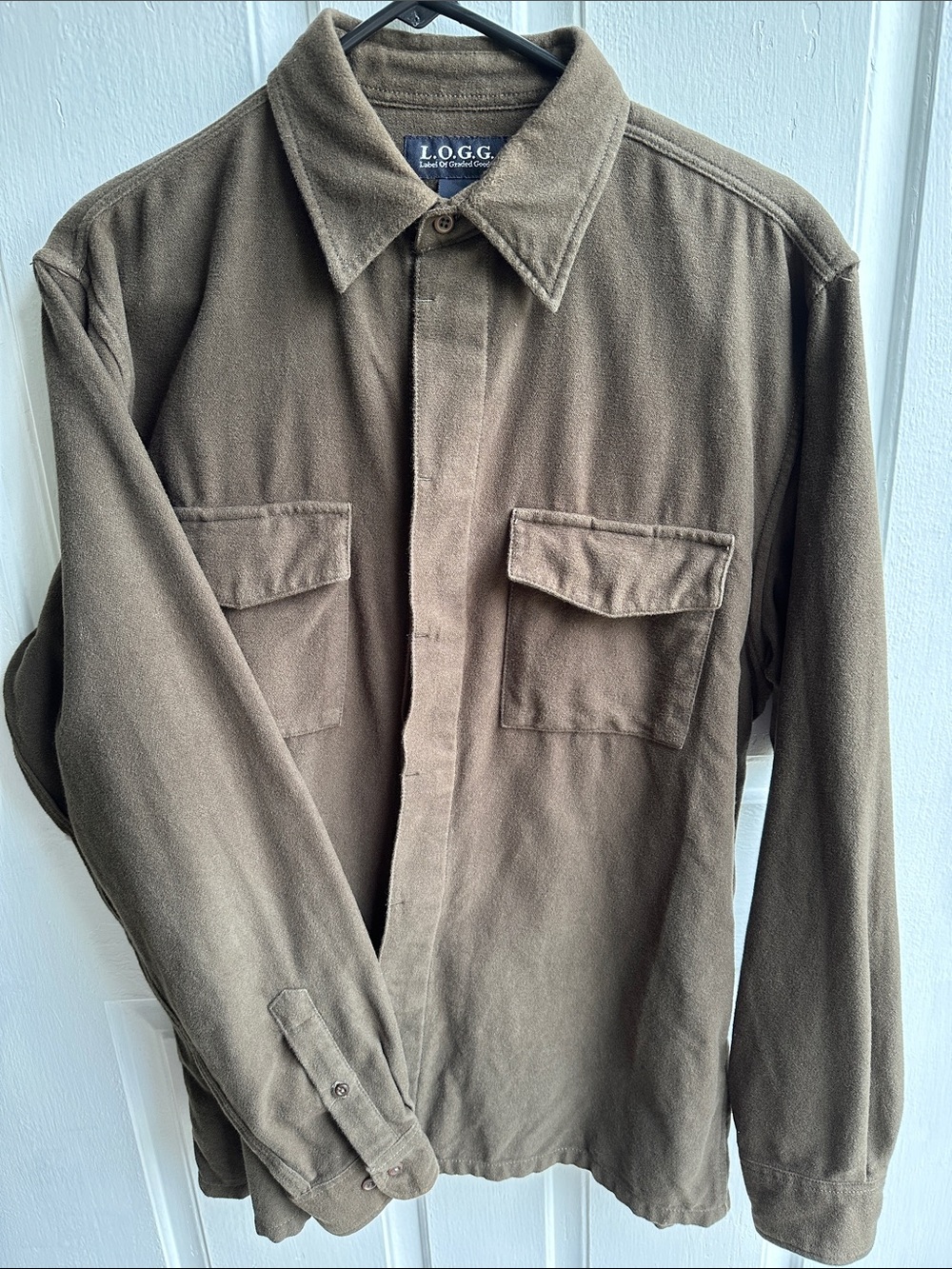 L.O.G.G. Men's Casual Button-Down Shirt Jacket in Olive Green